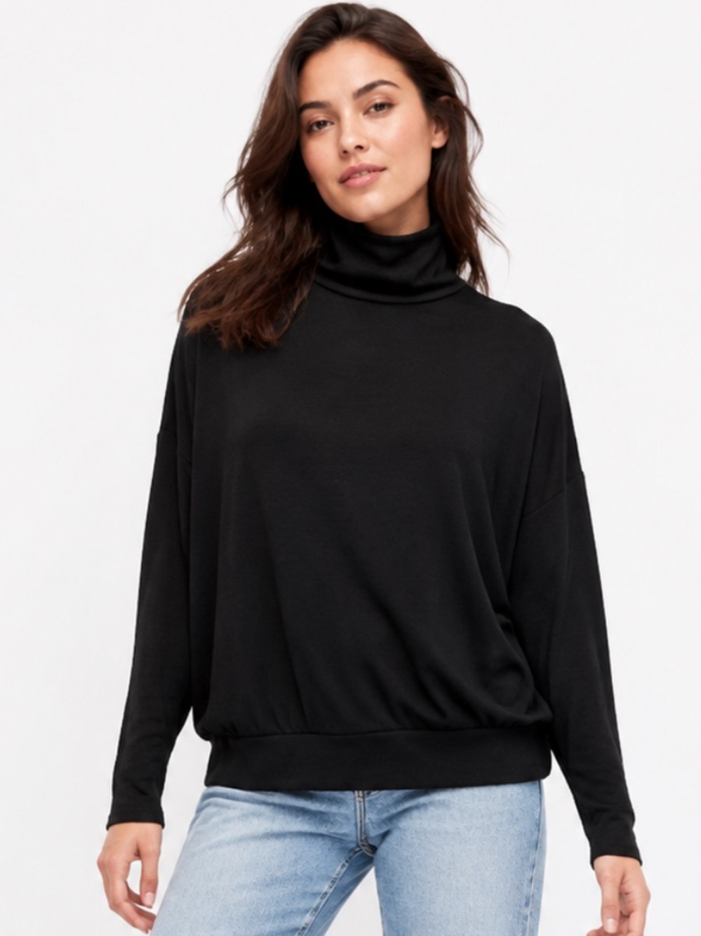 Aritzia Wilfred Free Black Dolman Sleeve Loose Turtleneck Sweater S